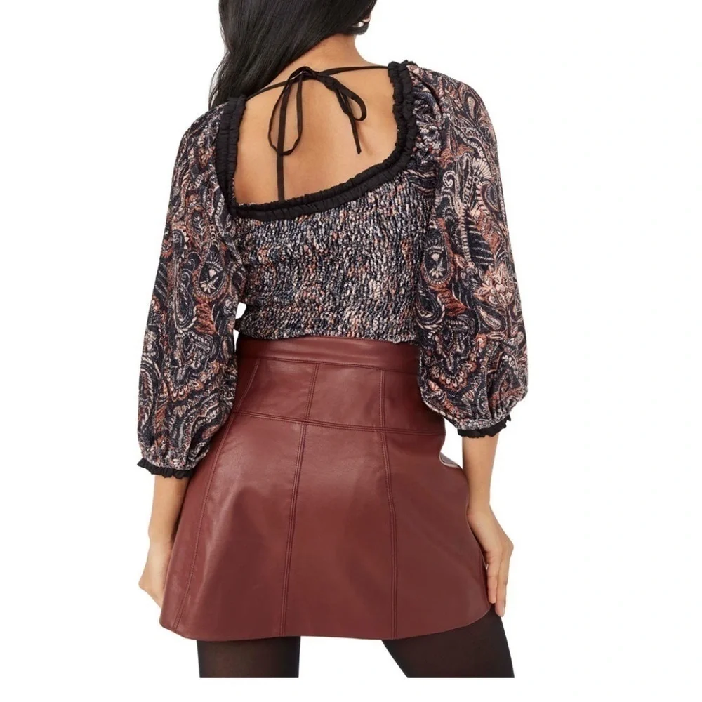 Free People navy blue Dare me velvet blouse XS NWT